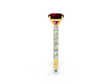 Yellow gold Round Cut Diamond Pavé Band Solitaire Ring with Prong Setting_2