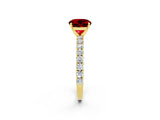 Yellow gold Round Cut Diamond Pavé Band Solitaire Ring with Prong Setting_2