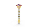 Yellow gold Round Cut Diamond Pavé Band Solitaire Ring with Prong Setting_2