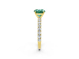 Yellow gold Round Cut Diamond Pavé Band Solitaire Ring with Prong Setting_2