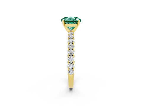 Yellow gold Round Cut Diamond Pavé Band Solitaire Ring with Prong Setting_2