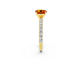 Yellow gold Round Cut Diamond Pavé Band Solitaire Ring with Prong Setting_2