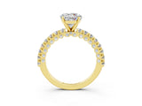Yellow gold Round Cut Diamond Pavé Band Solitaire Ring with Prong Setting_3
