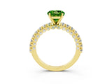 Yellow gold Round Cut Diamond Pavé Band Solitaire Ring with Prong Setting_3
