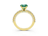Yellow gold Round Cut Diamond Pavé Band Solitaire Ring with Prong Setting_3