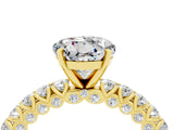 Yellow gold Round Cut Diamond Pavé Band Solitaire Ring with Prong Setting_4