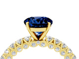 Yellow gold Round Cut Diamond Pavé Band Solitaire Ring with Prong Setting_4