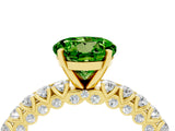 Yellow gold Round Cut Diamond Pavé Band Solitaire Ring with Prong Setting_4