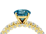 Yellow gold Round Cut Diamond Pavé Band Solitaire Ring with Prong Setting_4