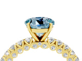 Yellow gold Round Cut Diamond Pavé Band Solitaire Ring with Prong Setting_4