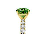 Yellow gold Round Cut Diamond Pavé Band Solitaire Ring with Prong Setting_5