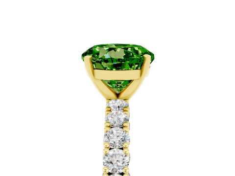 Yellow gold Round Cut Diamond Pavé Band Solitaire Ring with Prong Setting_5