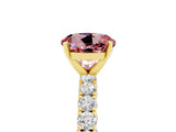 Yellow gold Round Cut Diamond Pavé Band Solitaire Ring with Prong Setting_5