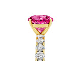 Yellow gold Round Cut Diamond Pavé Band Solitaire Ring with Prong Setting_5