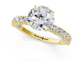 Yellow gold Round Cut Diamond Pavé Band Solitaire Ring with Prong Setting_68