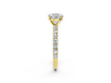 Yellow gold Round Cut Diamond Pavé Band Solitaire Ring with Prong Setting_69