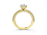 Yellow gold Round Cut Diamond Pavé Band Solitaire Ring with Prong Setting_70