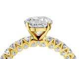 Yellow gold Round Cut Diamond Pavé Band Solitaire Ring with Prong Setting_71