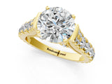Yellow gold Round Cut Diamond Pavé Band Solitaire with Four-Prong Setting_17