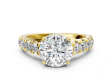 Yellow gold Round Cut Diamond Pavé Band Solitaire with Four-Prong Setting_24