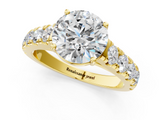 Yellow gold Round Cut Diamond Pavé Band Solitaire with Four-Prong Setting_25