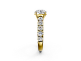 Yellow gold Round Cut Diamond Pavé Band Solitaire with Four-Prong Setting_26