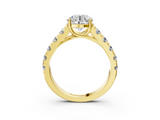 Yellow gold Round Cut Diamond Pavé Band Solitaire with Four-Prong Setting_27