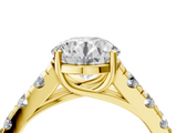Yellow gold Round Cut Diamond Pavé Band Solitaire with Four-Prong Setting_28