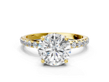 Yellow gold Round Cut Diamond Pavé Band Solitaire with Four-Prong Setting_4