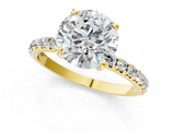 Yellow gold Round Cut Diamond Pavé Band Solitaire with Four-Prong Setting_5