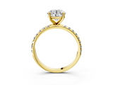 Yellow gold Round Cut Diamond Pavé Band Solitaire with Four-Prong Setting_7