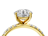 Yellow gold Round Cut Diamond Pavé Band Solitaire with Four-Prong Setting_8