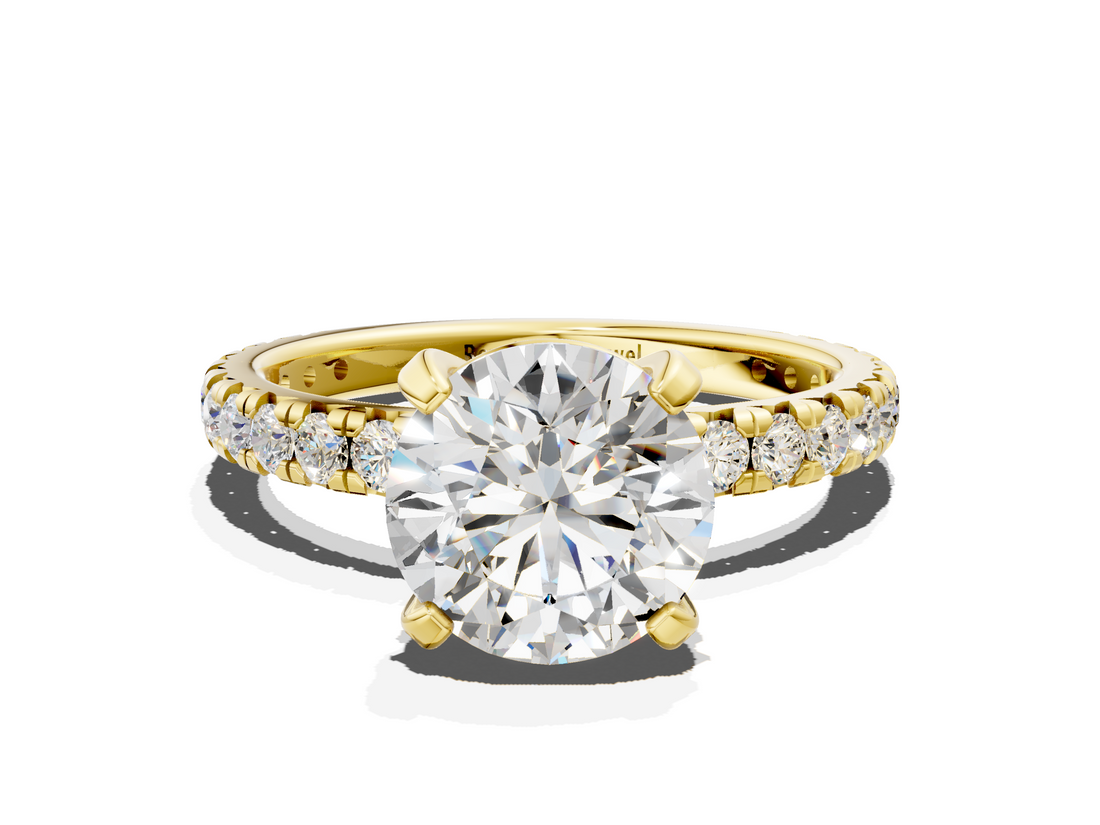 Yellow gold Round Cut Diamond Pavé Band with Four-Prong Setting_84