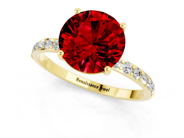 Yellow gold Round Cut Diamond Pavé Band with Six-Prong Setting