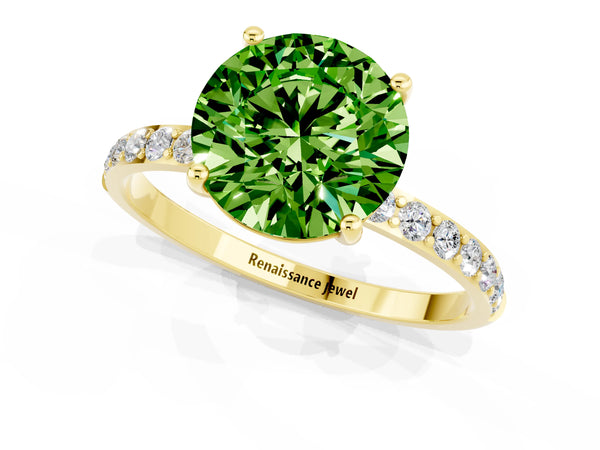 Yellow gold Round Cut Diamond Pavé Band with Six-Prong Setting