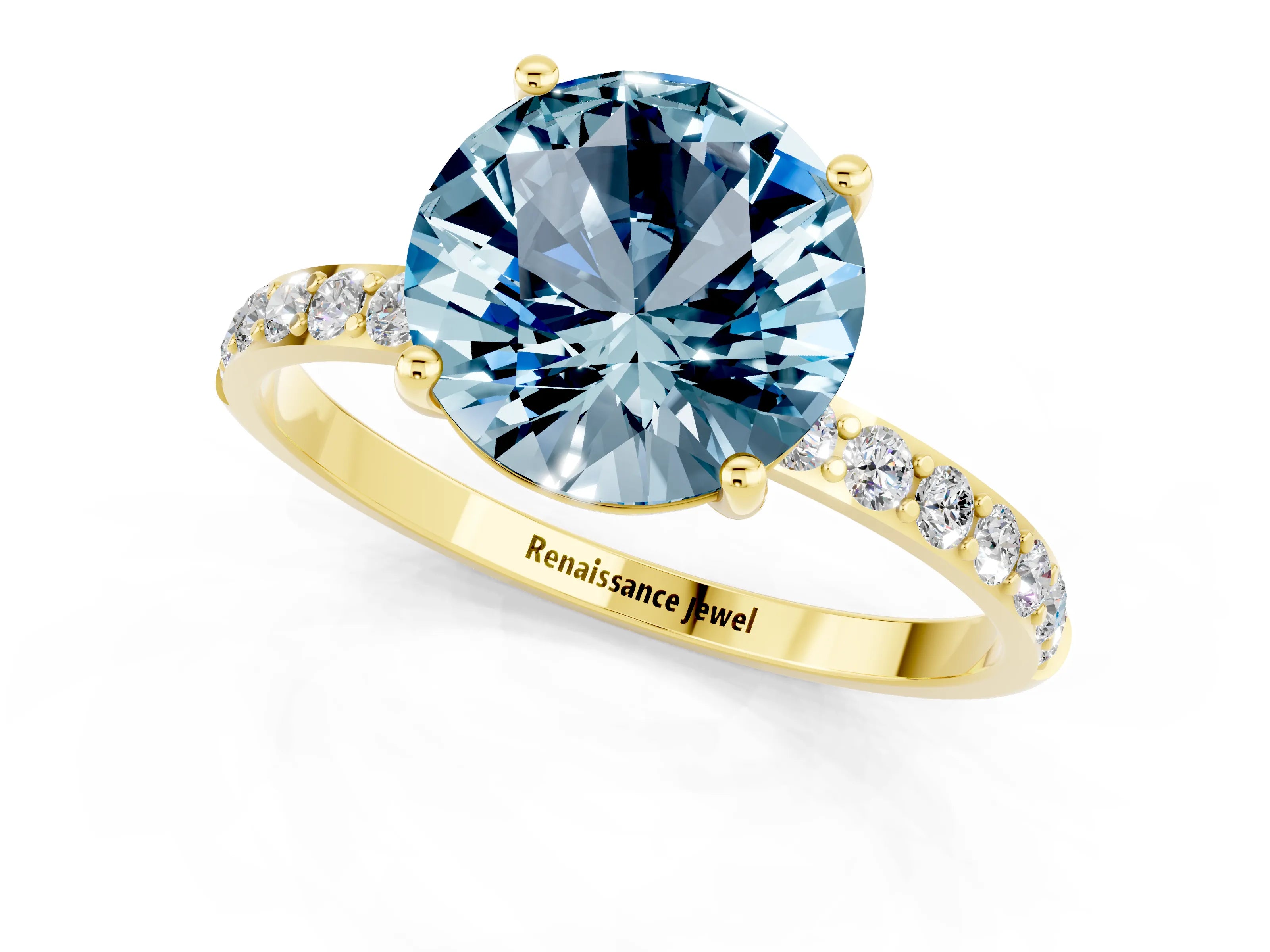 Yellow gold Round Cut Diamond Pavé Band with Six-Prong Setting_1