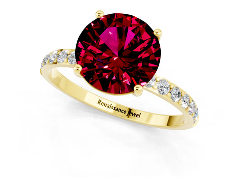Yellow gold Round Cut Diamond Pavé Band with Six-Prong Setting_1