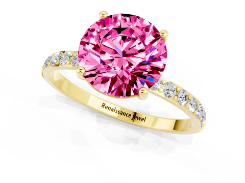 Yellow gold Round Cut Diamond Pavé Band with Six-Prong Setting_1