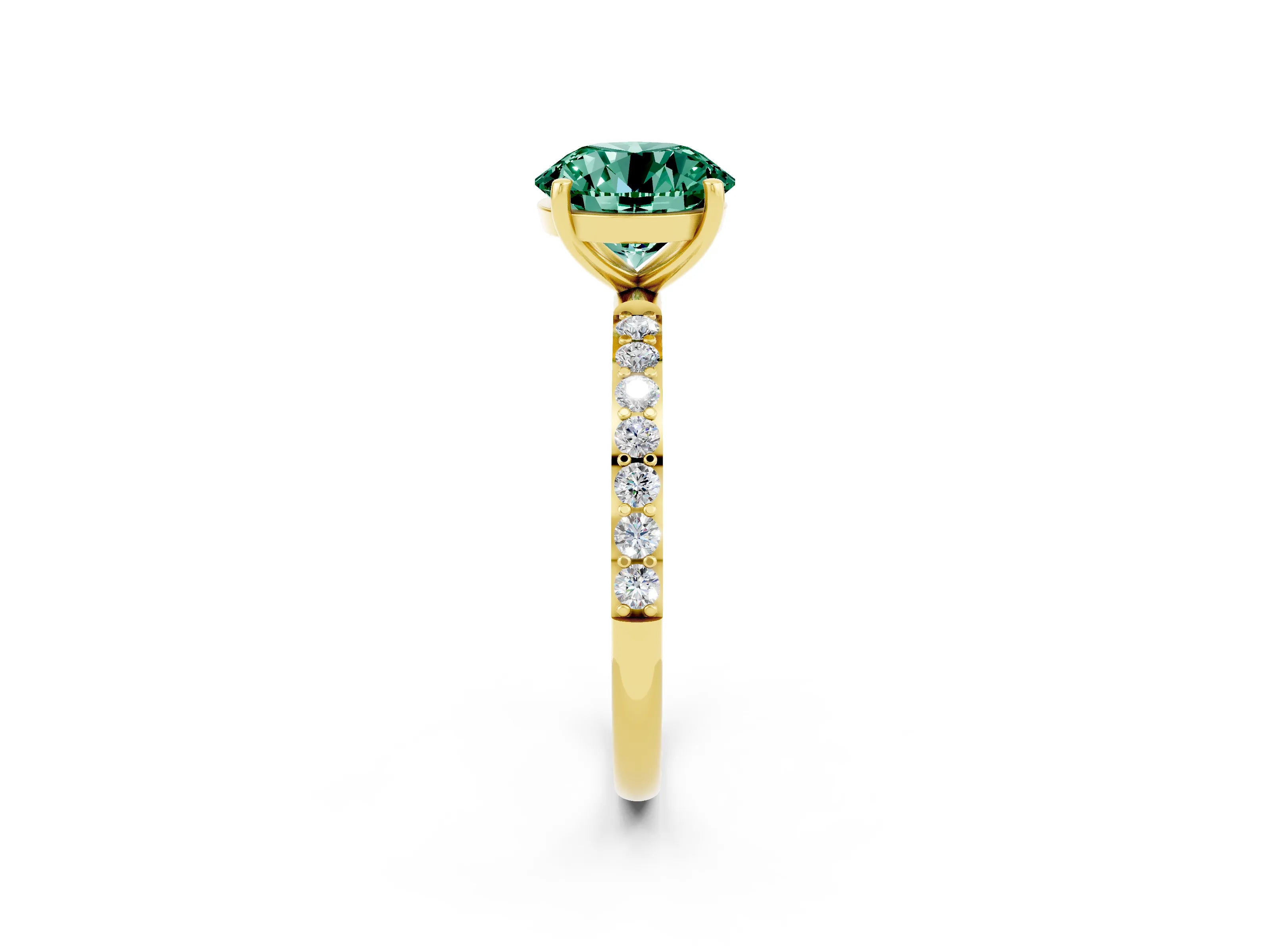 Yellow gold Round Cut Diamond Pavé Band with Six-Prong Setting_2