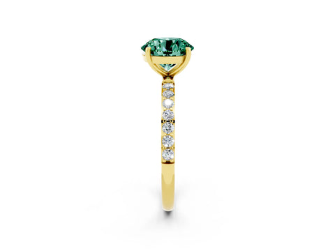 Yellow gold Round Cut Diamond Pavé Band with Six-Prong Setting_2