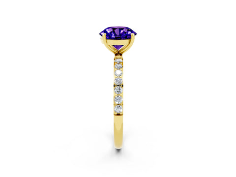 Yellow gold Round Cut Diamond Pavé Band with Six-Prong Setting_2