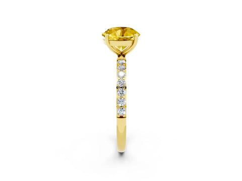 Yellow gold Round Cut Diamond Pavé Band with Six-Prong Setting_2