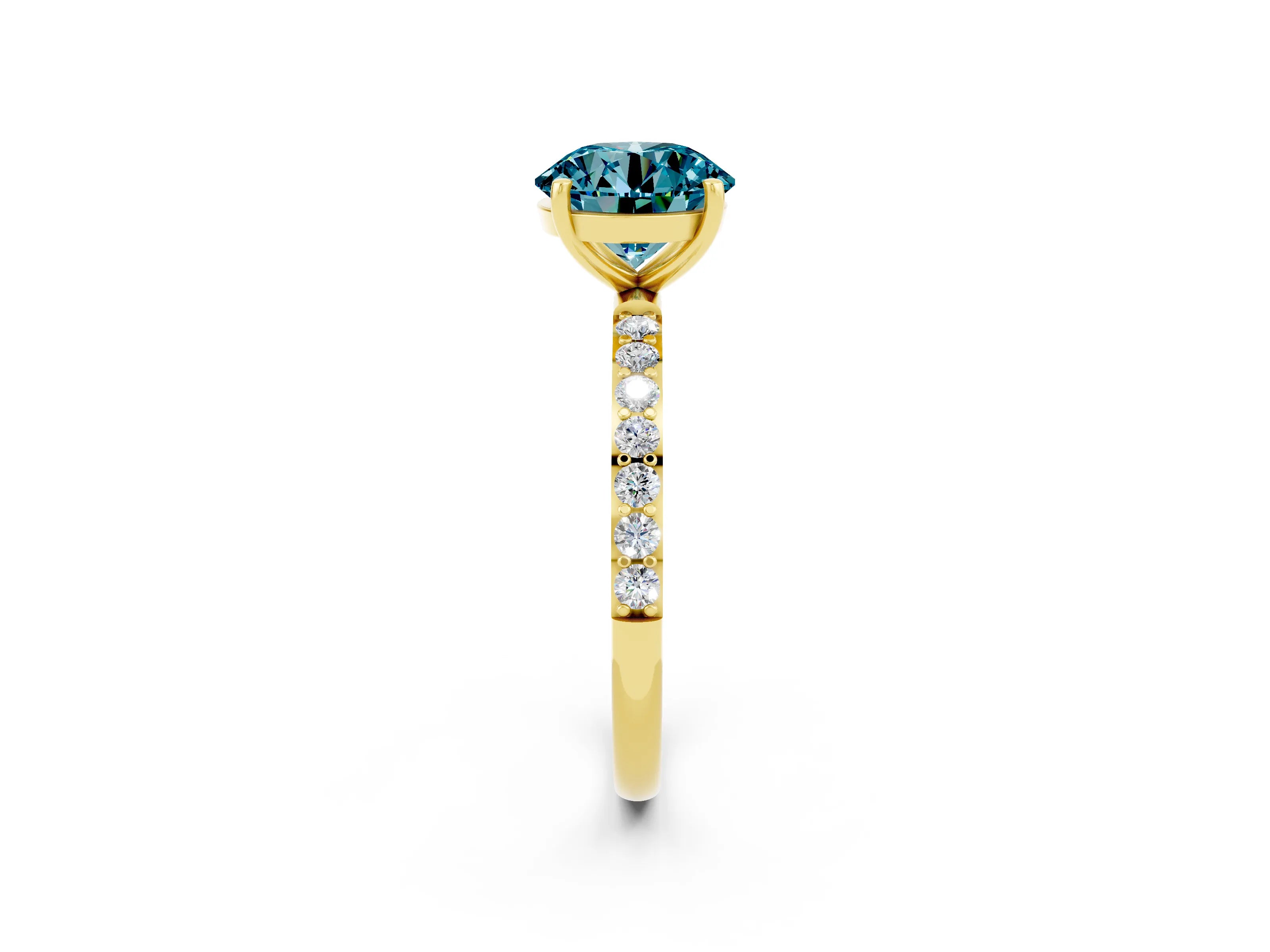Yellow gold Round Cut Diamond Pavé Band with Six-Prong Setting_2