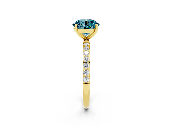 Yellow gold Round Cut Diamond Pavé Band with Six-Prong Setting