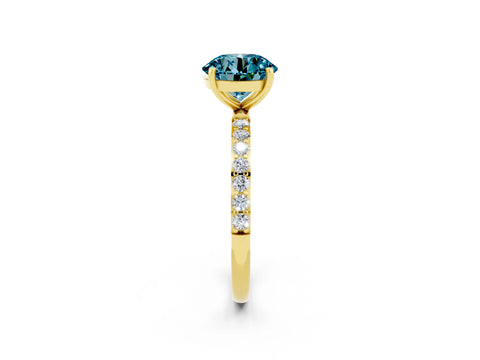Yellow gold Round Cut Diamond Pavé Band with Six-Prong Setting_2