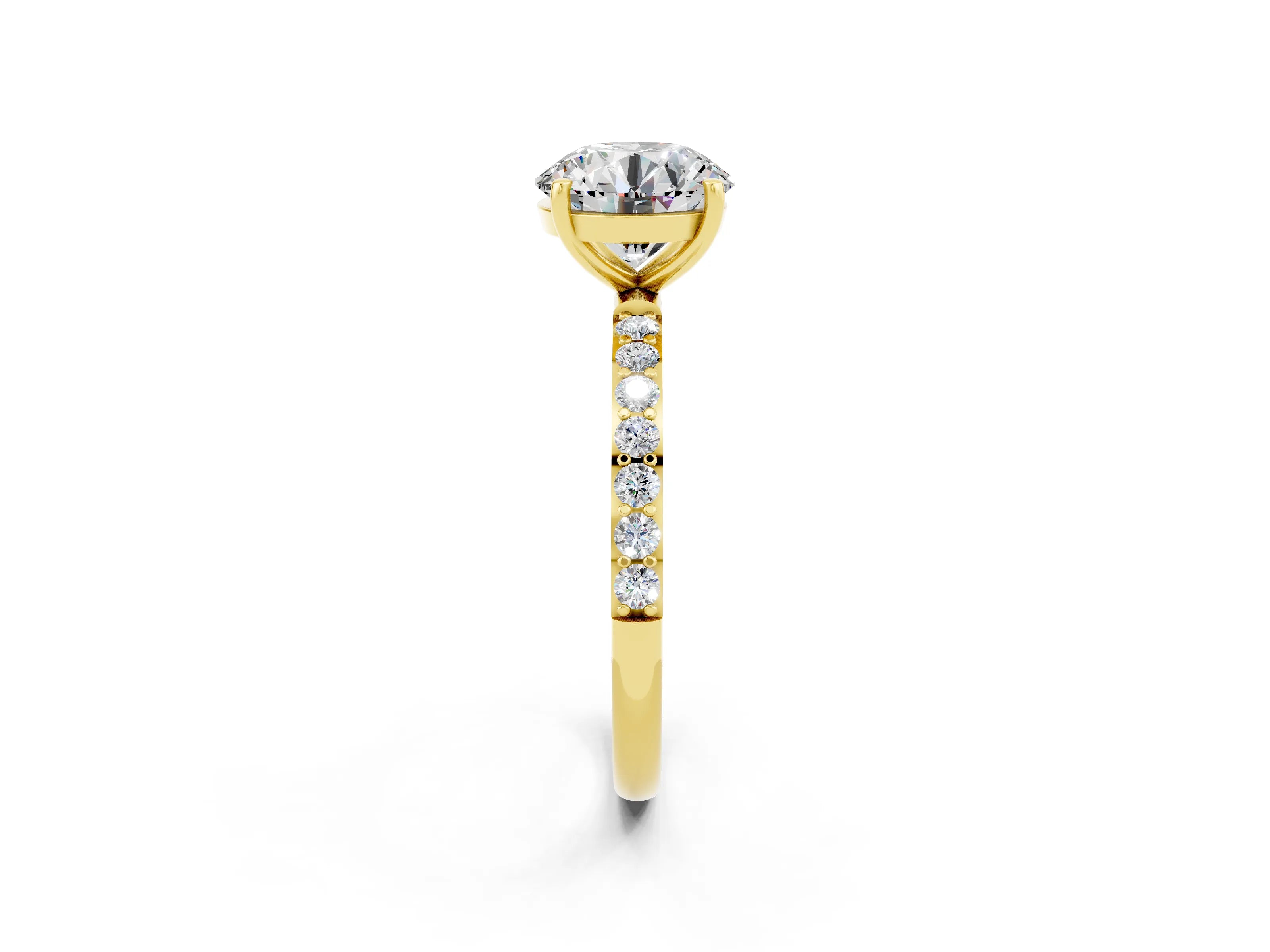 Yellow gold Round Cut Diamond Pavé Band with Six-Prong Setting_2