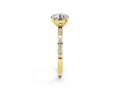 Yellow gold Round Cut Diamond Pavé Band with Six-Prong Setting_2