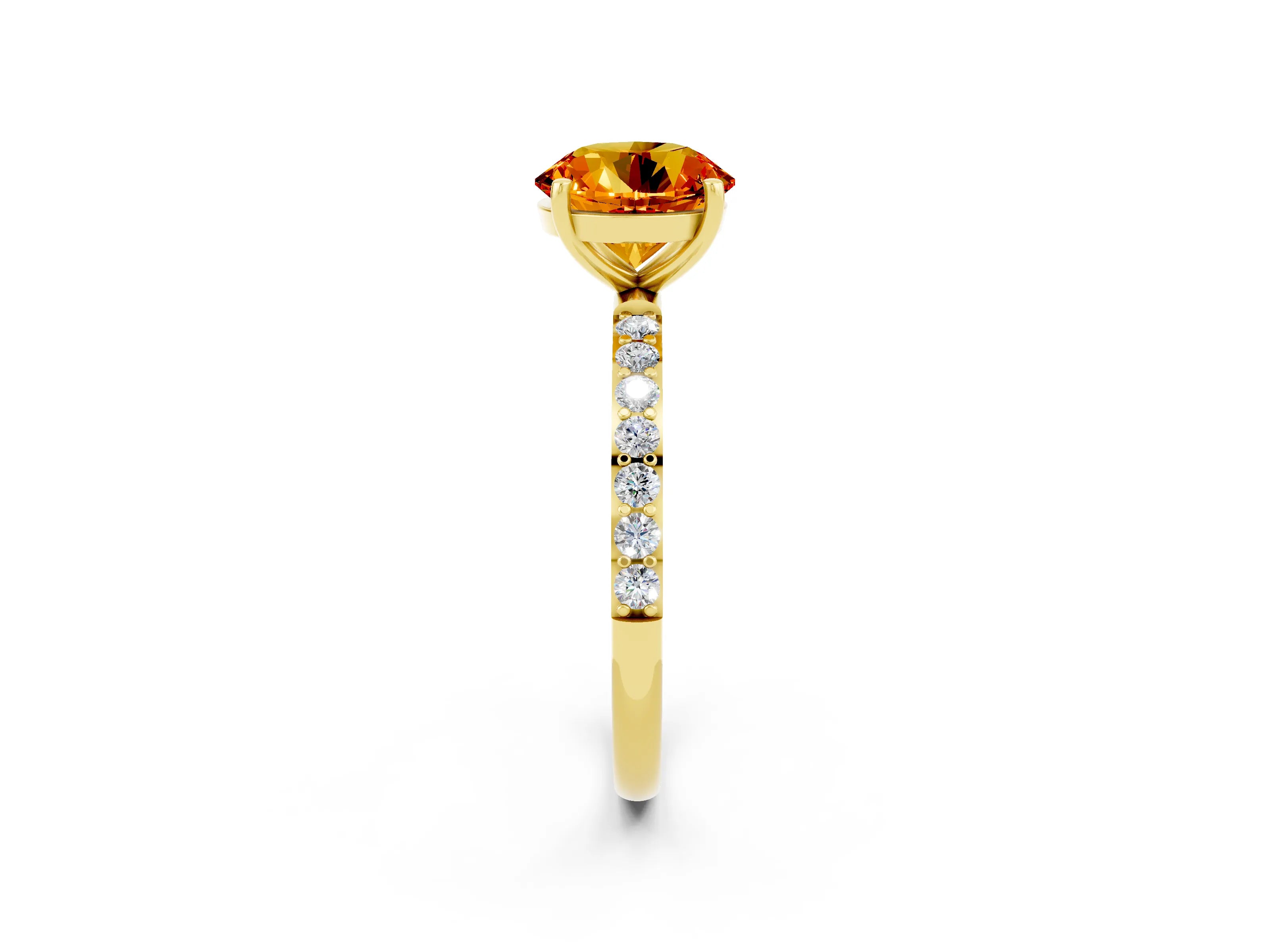 Yellow gold Round Cut Diamond Pavé Band with Six-Prong Setting_2
