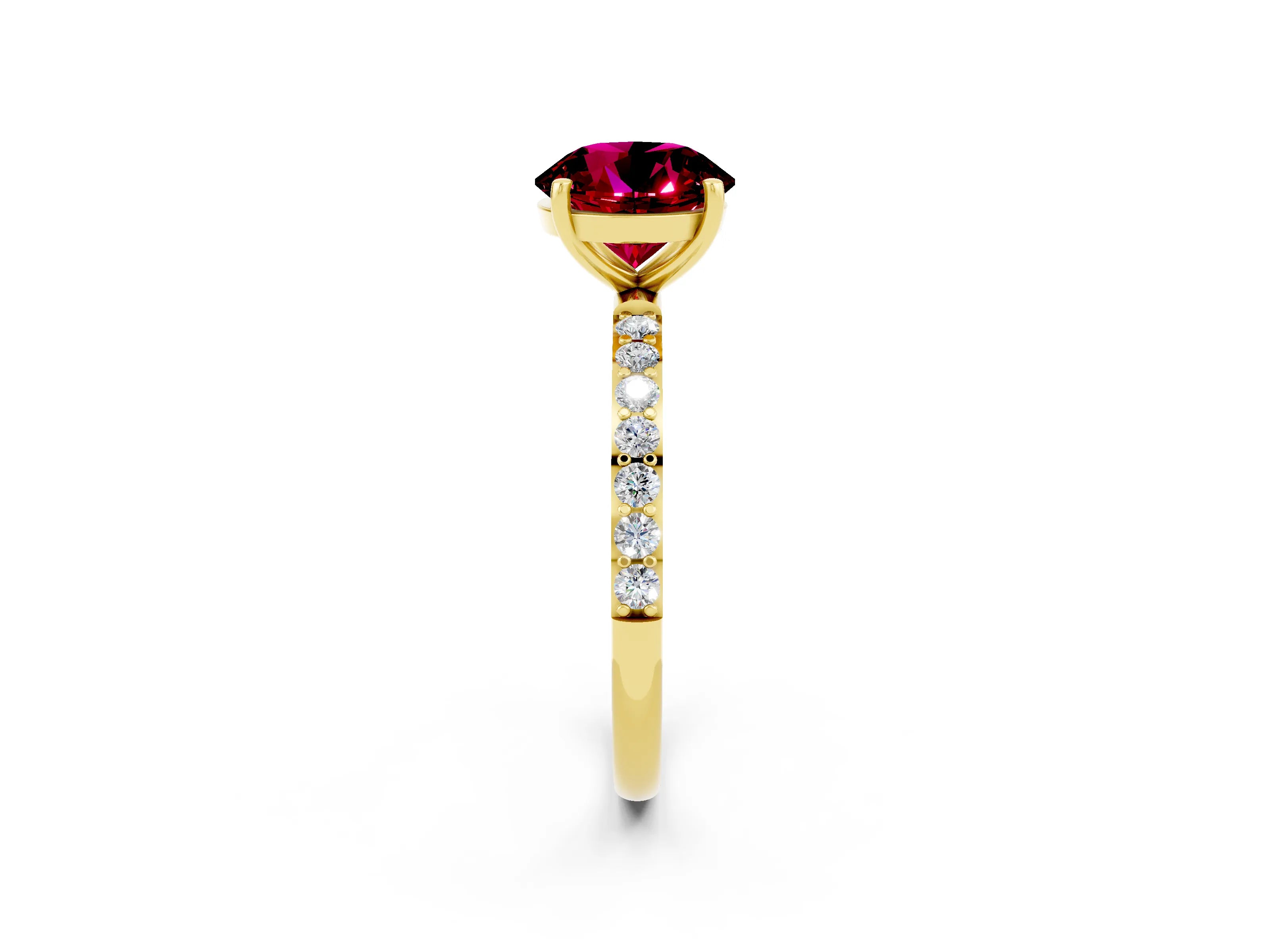 Yellow gold Round Cut Diamond Pavé Band with Six-Prong Setting_2