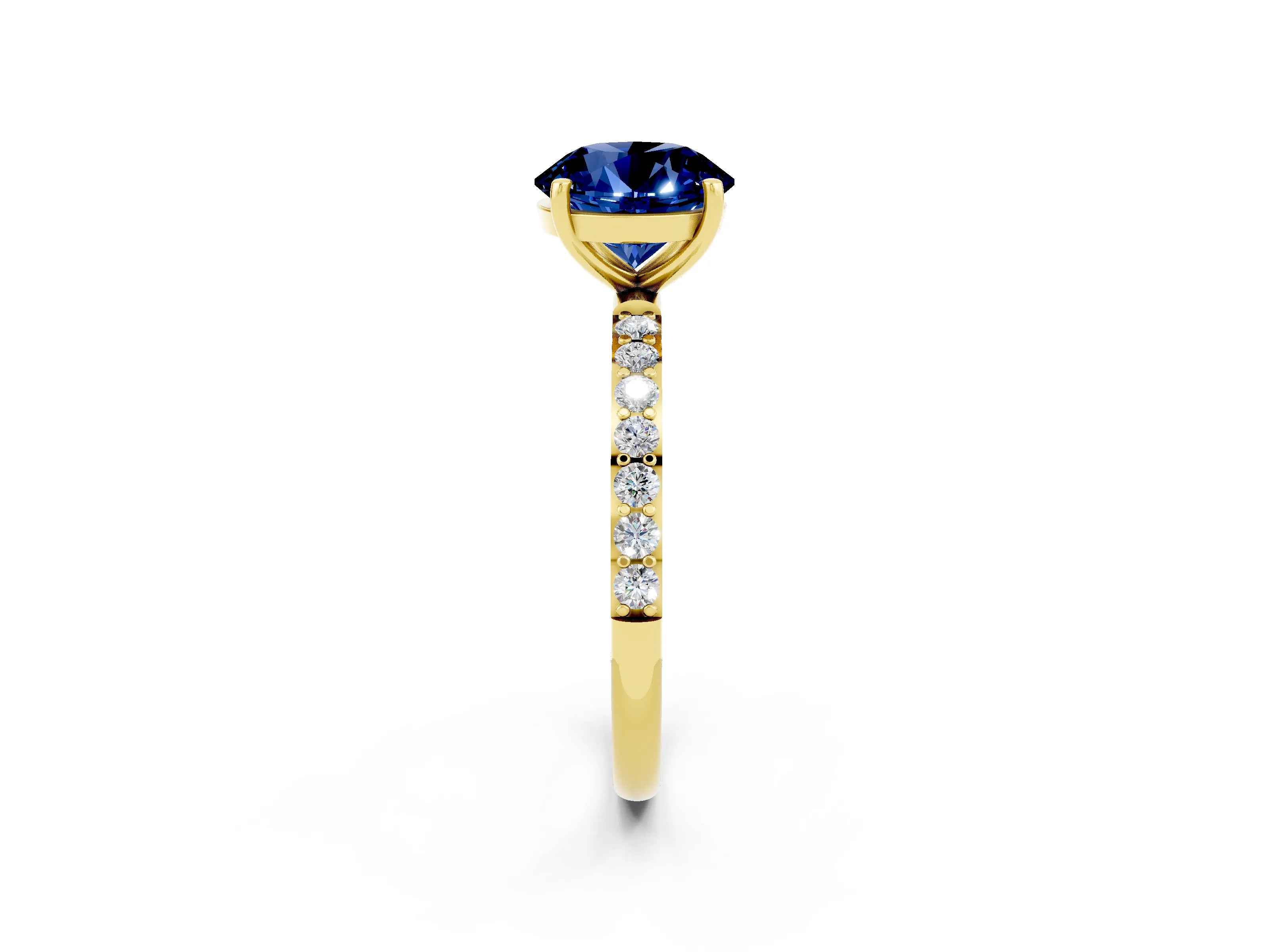 Yellow gold Round Cut Diamond Pavé Band with Six-Prong Setting_2